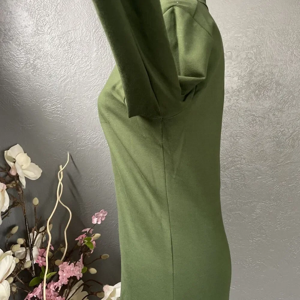 Kate Spade Saturday Dress S Small Green Pullover Stretch Sheath Long Sleeve